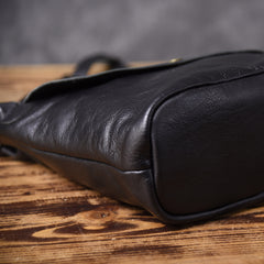 Leather Women Bucket Bag Black Shoulder Bag For Women