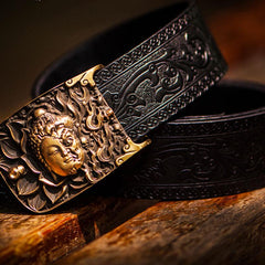 Handmade Black Leather Cool Mens Belts Custom Leather Men Belt for Men