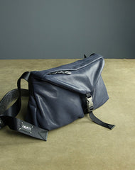 Stylish Men Dark Blue Leather Shoulder Purse Side Bag Leather Messenger Bag for Men