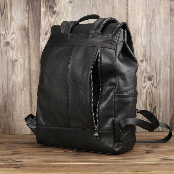 Black Suede Men's 15 inches Computer Backpack Large Travel Backpack Black Large FY02891035