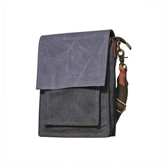Canvas Mens Vertical Messenger Shoulder Bag Green Waxed Canvas Small Side Bag Courier Bag for Men
