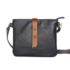 Black Leather Mens Casual Small Courier Bags Messenger Bags Belt Bag Postman Bag For Men