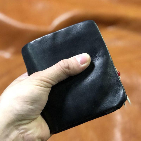 Genuine Leather Mens Cool billfold Leather Wallet Men Small Wallets Bifold for M YBL02181004