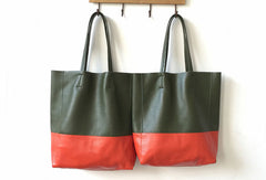 leather shopper tote​ Leather Tote Bag Two Tone Tote Bag Womens Two Tone Purse Leather Work Tote Bag