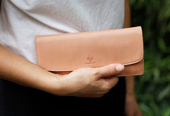 Leather Cute Womens Long Slim Wallet Bifold Long Wallet Clutch For Women