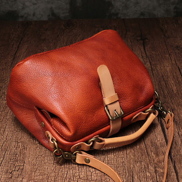 Vintage Handmade Leather Brown Womens Doctor Handbag Shoulder Bag Black Doctor Purse For Women