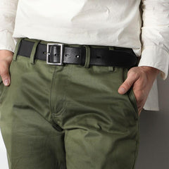 Genuine Leather Vintage Simple Leather Belt Mens - Back View