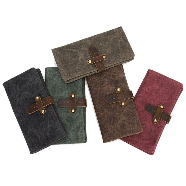 Mens Canvas Long Wallets for men Bifold Cool Men Long Wallet QGX01151020