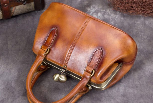 Genuine Leather Handbag Vintage Bag Shoulder Bag Crossbody Bag Clutch Purse For Women - EverHandmade