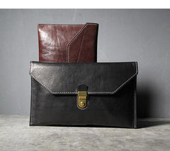 Cool Leather Black Mens Clutch envelope wallet Brown Clutch Wallet Wristlet Wallet for Men