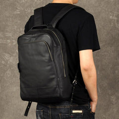 Cool Leather Mens Backpack Large Black Travel Backpack Hiking Backpack for men
