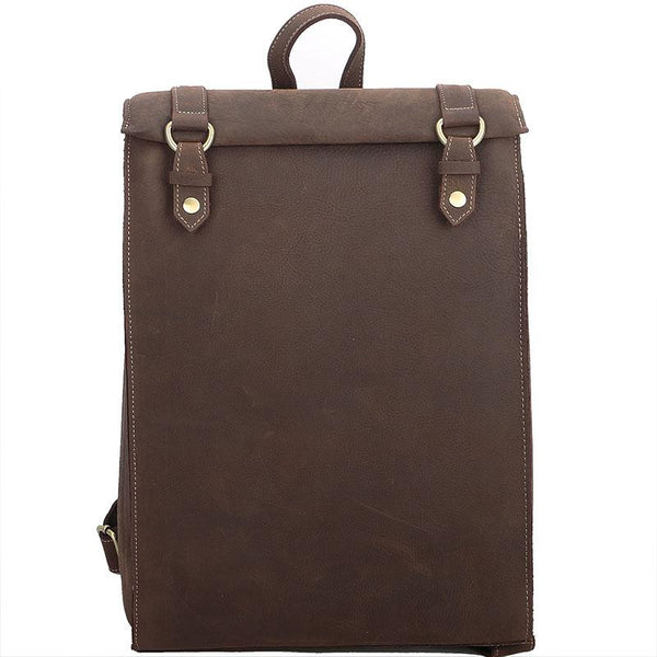 Cool Black Leather Mens Travel Backpack Work Handbag 14 inches Work Backpack For ZOY0359087