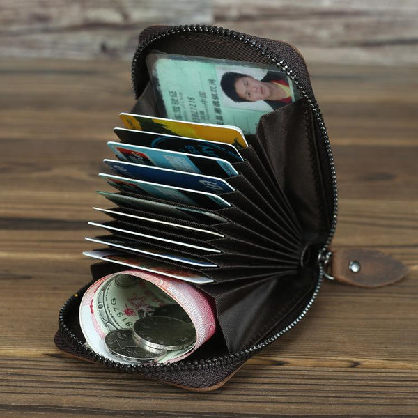 Cool Brown Leather Men's Multi Card Wallet - Back View