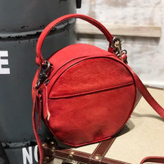 Leather Circle Bag Round Leather Crossbody Bag - Annie Jewel