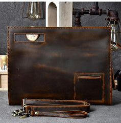 Retro Brown Leather Men Business Clutch Bag Side Bag Handbag Small Messenger Bag For Men