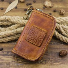 Brown Leather Men's Key Wallet Car Key Case Black Leather Key Holder For Men