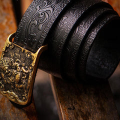 Handmade Cool Black Leather Mens Belts Custom Leather Men Belt for Men