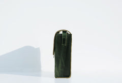 Handmade leather green square purse phone bag shoulder bag cossbody bag purse women