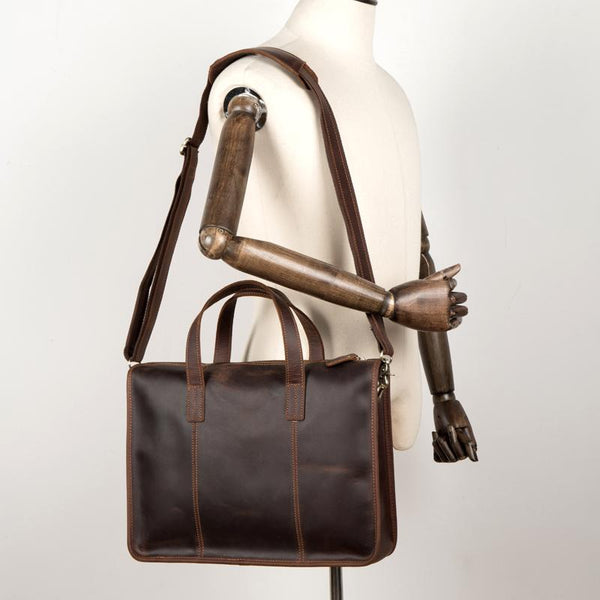 Vintage Dark Brown Leather Mens 12 inches - Back View