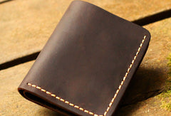 Genuine Leather Wallet Handmade Folded billfold Wallet Slim Wallet For Men - EverHandmade