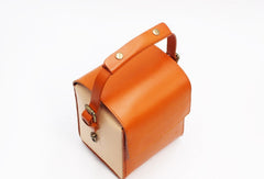 Stylish Leather Womens Box Handbag Doctor Purse Shoulder Bag for Women