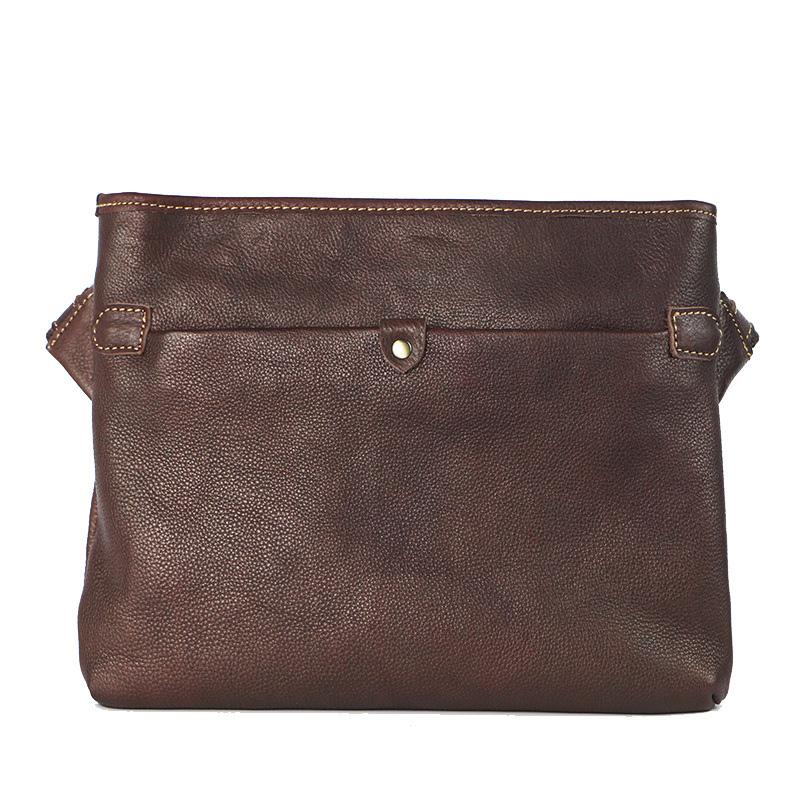 Dark Coffee Leather Mens Casual Small Courier Bag Messenger Bags Brown Postman Bag For Men