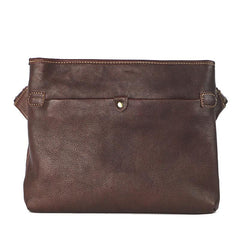 Dark Coffee Leather Mens Casual Small Courier Bag Messenger Bags Brown Postman Bag For Men