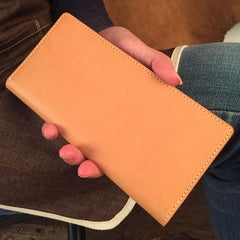 Handmade Leather Mens Cool Long Leather Wallet Slim Travel Passport Wallet for Men