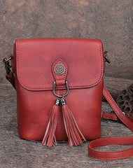 Vintage Small Leather Womens Vertical Shoulder Bag - Side View