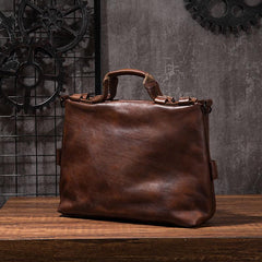 Cool Leather Mens Briefcase 14inch Laptop Bag Work Handbag Shoulder Bag Business Bag for Men