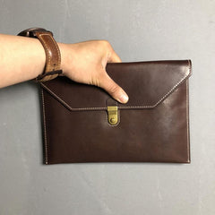 Genuine Leather Mens Clutch Cool Slim Wallet Zipper Clutch Wristlet Wallet for Men