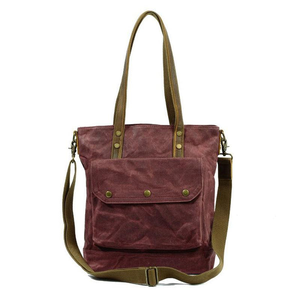 Mens Waxed Canvas Tote Bag Tote Purse Canvas Shoulder Bag for Men QGX01451069