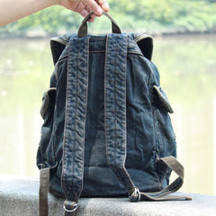 Denim Blue Mens Large Backpack School Backpack Blue Laptop Backpack For Men