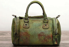 Genuine Handmade Boston Bag Vintage Leather Handbag Shoulder Bag Women Leather Purse - EverHandmade