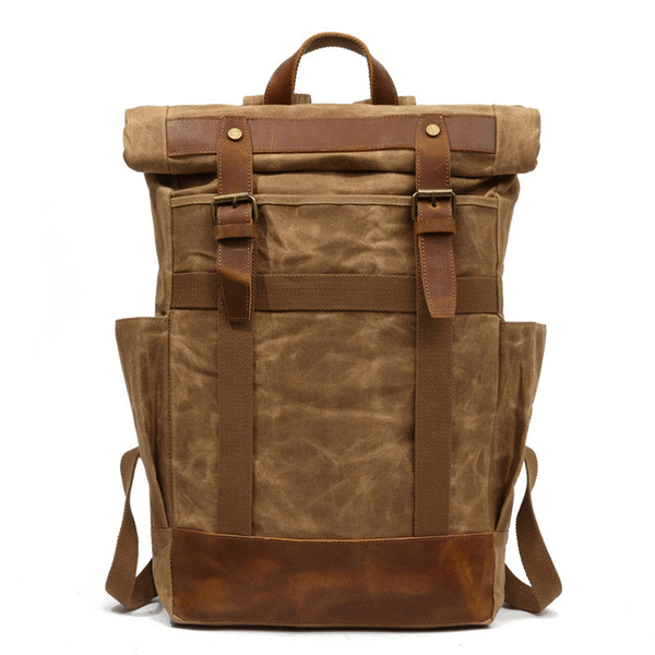 Waxed Canvas Leather Mens Waterproof Black Travel Backpack 15'' Green Computer H MCCY02281068