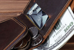 Handmade Genuine Leather Wallet billfold Leather Wallet Bifold Slim Wallet Purse Bag For Mens