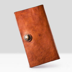 Handmade Leather Mens Cool Long Leather Wallet Bifold Clutch Wallet for Men