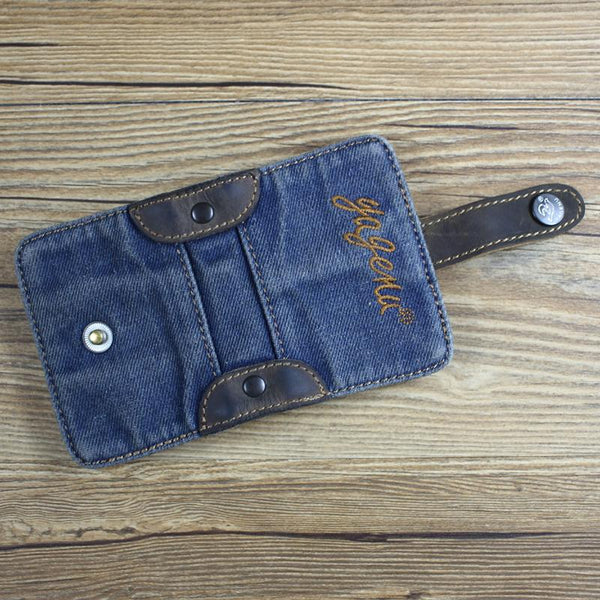 Blue Denim Mens Bifold billfold Wallet Jean Card Holder Card Wallet For Men AIZ00421008