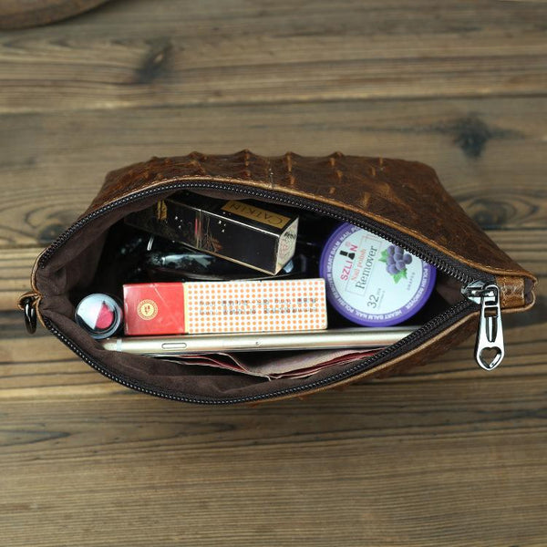 Brown Crocodile Pattern Mens Leather Zipper Clutch Wristlet Purse Bag Clutch Bag FY00482108