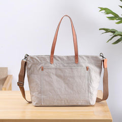 White Gray crossbody tote bag canvas