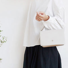 White Leather Women Chain Small Handbag Shoulder Bag For Women