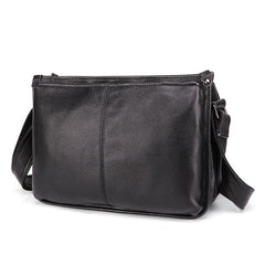 Casual Fashion Black Leather Men's Side Bag Courier Bag Black Vertical Messenger Bag For Men