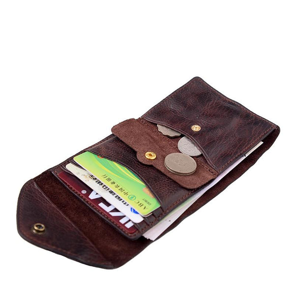 Vintage Coffee Leather Mens Envelope billfold Small - Back View