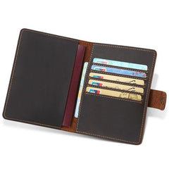 Cool Leather Mens Small Passport Wallet Slim billfold Travel Wallets for Men