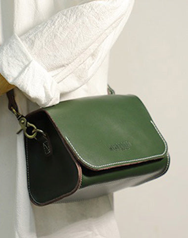 Cute Green LEATHER Small Side Bag Handmade WOMEN Crossbody BAG Phone Purse FOR WOMEN