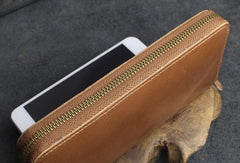 Handmade Long Wallet Leather Men Phone Zip Clutch Vintage Wallet for Women Men Unisex