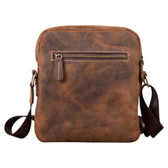 Badass Brown Leather Men's Vertical Side Bag 10inch Vertical Messenger Bag For Men