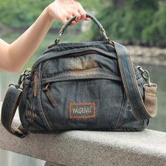 Casual Blue Denim Mens Womens Messenger Bag Jean HandBag Shoulder Bag For Women