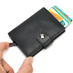 Cool RFID Black Leather Men's Card Holder Card Bifold Small Wallet For Men