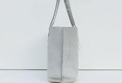 Handmade leather handbag gray tote bag shoulder bag shopper purse women - EverHandmade